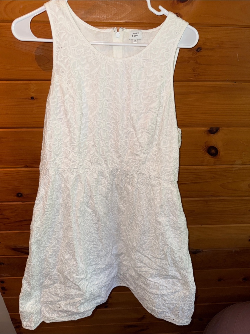 crown & ivy White Lace Fit-and-Flare Dress